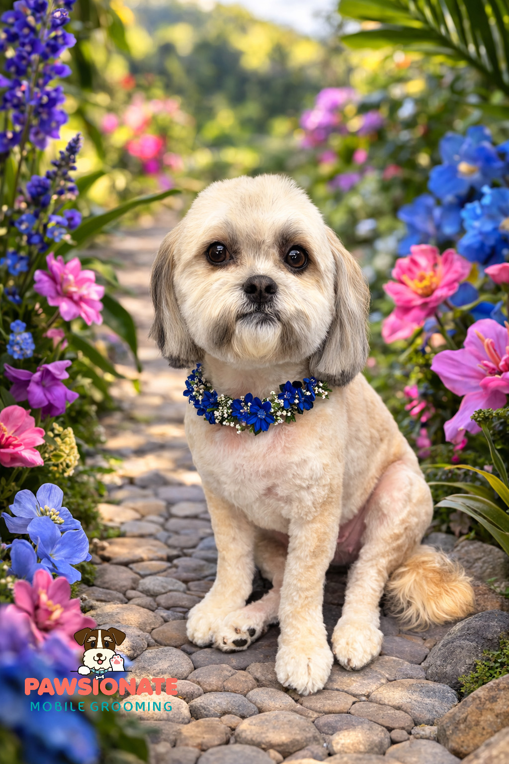Sweet Shih Tzu Mix after mobile dog grooming — Pawsionate Mobile Grooming Rockwall TX